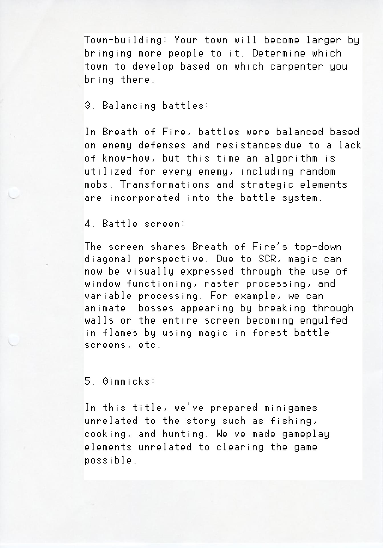 Breath of Fire 2 Design Doc Page 4 / English
